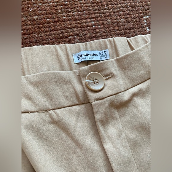 Stradivarius wide leg relaxed beige pants in beige - US 6 - Picture 4 of 4